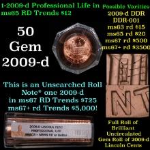 ANACS COOL Roll of 2009-d Professional LIfe Lincoln Cents 1c 50 pcs Graded ms65 rd or better BY ANAC