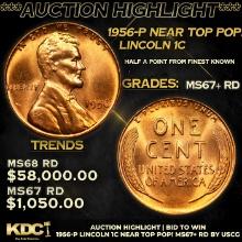 ***Auction Highlight*** 1956-p Lincoln Cent Near Top Pop! 1c Graded GEM++ RD By USCG (fc)
