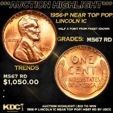 ***Auction Highlight*** 1956-p Lincoln Cent Near Top Pop! 1c Graded GEM++ Unc RD By USCG (fc)