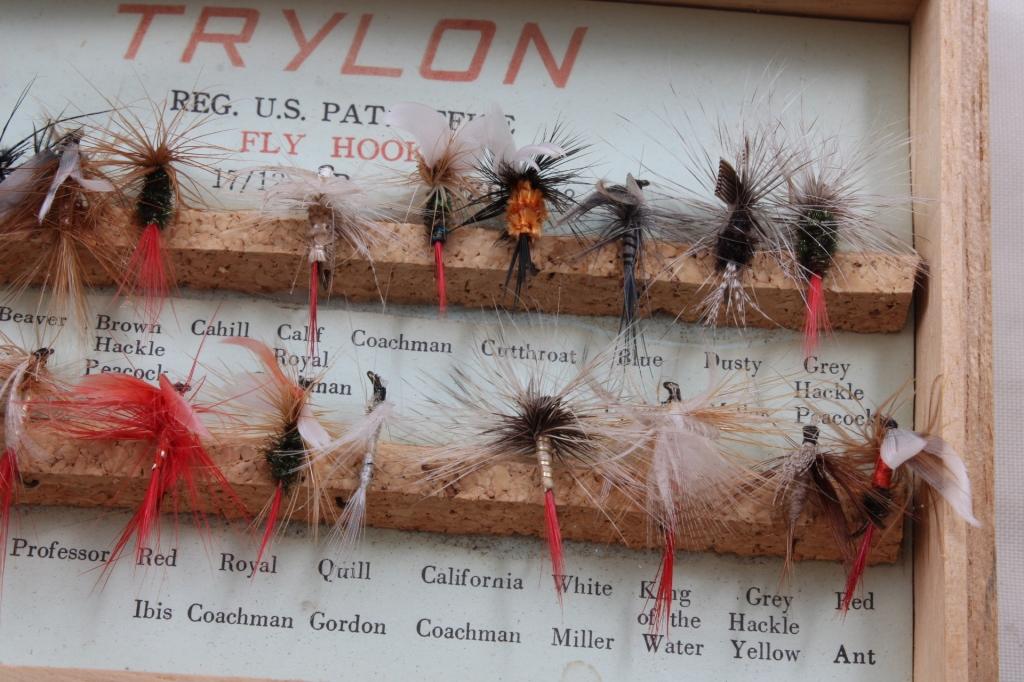 Fishing Lures & Tackle Trylon Flies in Wooden Box