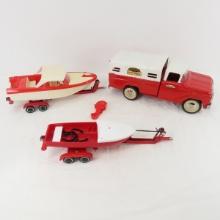 Tonka Fisherman truck with 2 boats & trailers