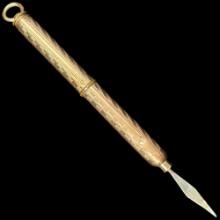 Antique retractable yellow gold-filled toothpick