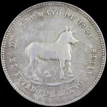 1854 Argentina silver constitution proclamation commemorative 1/2 peso