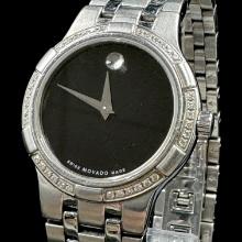Estate Movado stainless steel & diamonds lady's wristwatch