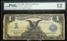1899 $1 Black Eagle Silver Certificate Star 14592377B PMG12