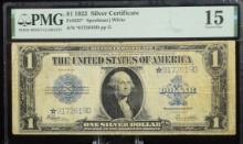 1923 $1 Silver Certificate Star 9172619D PMG15CHFine