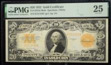 1922 $20 Gold Certificate K7313591 PMG25VF Burke Plate