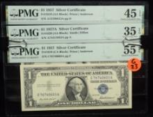 1957 & A Silver Certificates 3 Notes PMG55-35EPQ G23