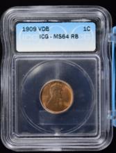 1909-VDB Lincoln Cent ICG Red Brown