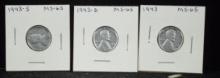 1943 PDS Steel Lincoln Cents Set MS65