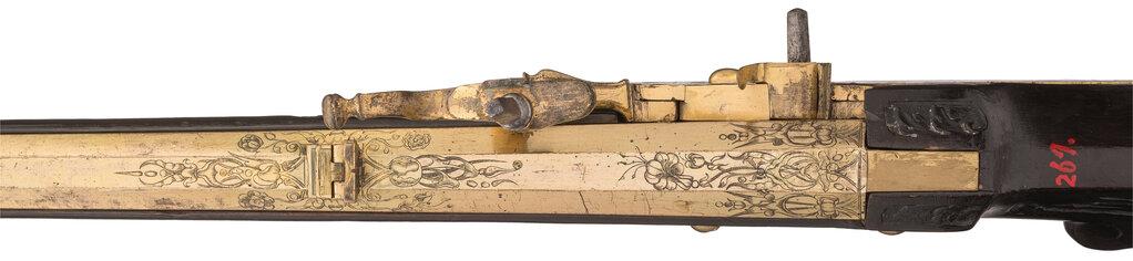 Gilt Engraved Brass Barrel Wheellock Sporting Rifle