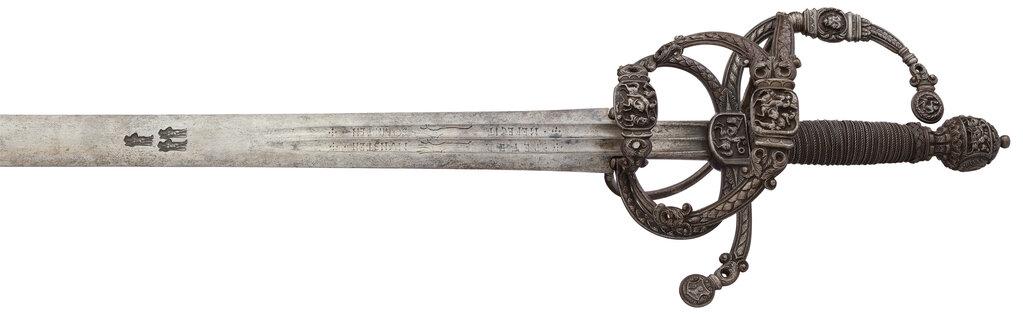 Relief Chiseled German Swept Hilt Broadsword/Sword