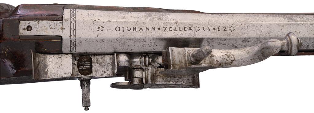 Engraved 1662 Dated, Johann Zeller Signed Wheellock Target Rifle