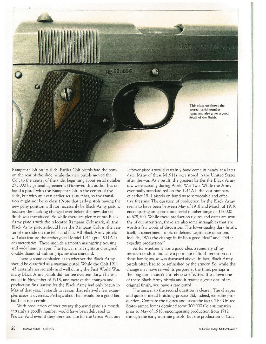 World War I U.S. Contract Colt Model 1911 Pistol