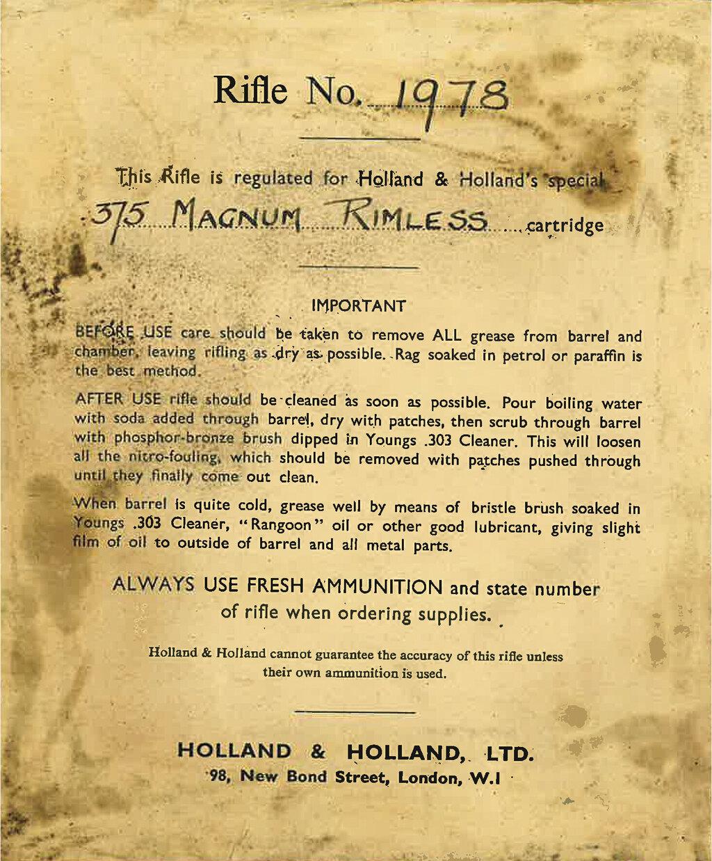 Holland & Holland Bolt Action Magazine Rifle with Zeiss Scope