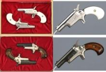 Two Cased Pairs of Colt Fourth Model Derringers