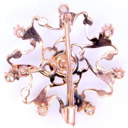 10K Gold and Pearl Vintage Brooch