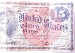 15c Denomination U.S. Fractional Paper Currency