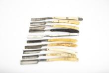 Collection of 10 vintage Straight Razors, many are marked "Germany", some have embossed ladies, one