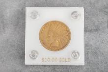U.S. $10.00 INDIAN HEAD GOLD COIN. This beautiful coin was minted in 1908 and is in high condition.