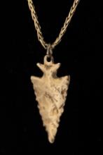 Custom made 14KT gold, 19" Necklace with heavy 14KT gold Arrowhead Pendant.