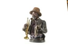 Bronze Sculpture by noted artist A. Matthews, titled "The Trumpeter", #20/88, approximately 18" T, 3
