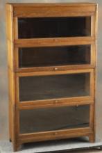 "Grand Rapids Mich." marked four (4) stack quarter sawn oak Lawyers Bookcase, circa 1910, excellent