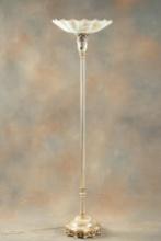 A near matching Antique Torchiere Lamp, circa 1920s-30s, with very desirable 18" fluted shade, measu