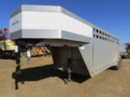 1595. 490-1271. 05 TRAVELONG 20 FT. 5TH WHEEL ALUMINUM STOCK TRAILER, CENTE