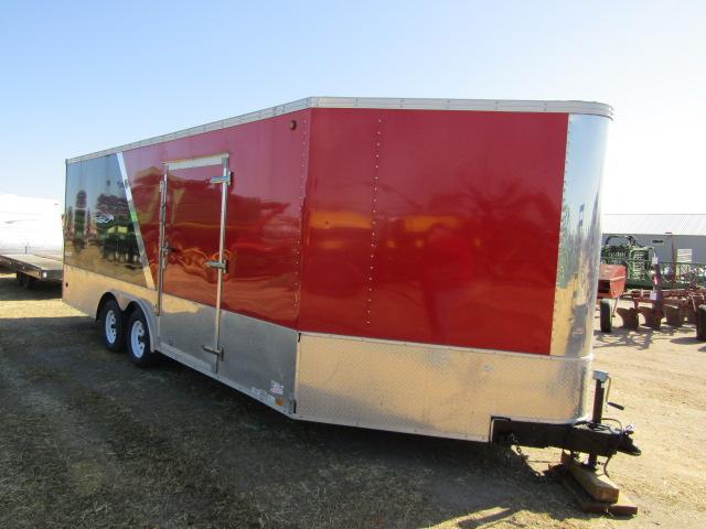 1598. 2007 UXT 25 FT. CARGO TRAILER, TANDEM AXLES, V FRONT, FOLD DOWN RAMP