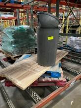 19-53-04 Nine pieces of lumber & tall trash bin with lid.