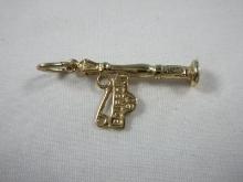 14K New Orleans 3D Bourbon Street Sign Lamp Post Necklace Pendant. Wgt. 1.67G+/-, Approx 1"