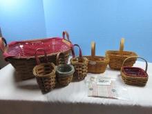 7 Longaberger Baskets Small Comforts 2001, 2000 Century Cheers Basket, 2 Holiday Sweets