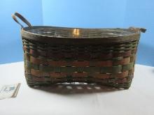 Retired Large Longaberger Heartland Collection Harvesting Basket Leather Straps and Liner