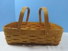 Signed By Family Members Longaberger Double Handle Low Profile Rectangular Basket 2000