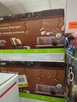 Lot of 3 Boxes Of, Feit Electric 12ft LED Outdoor Fence String Lights, 10 Sockets, 12pc. S14 LED