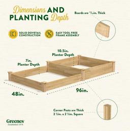 Greenes Fence 4 ft. x 8 ft. x 10.5 in. Original Cedar Raised Garden Bed, Retail Price $119, Appears