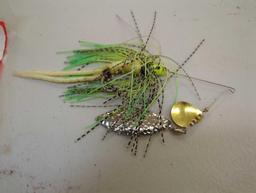 Tackle Box and contents including worms and other various fishing lures. Comes as is shown in