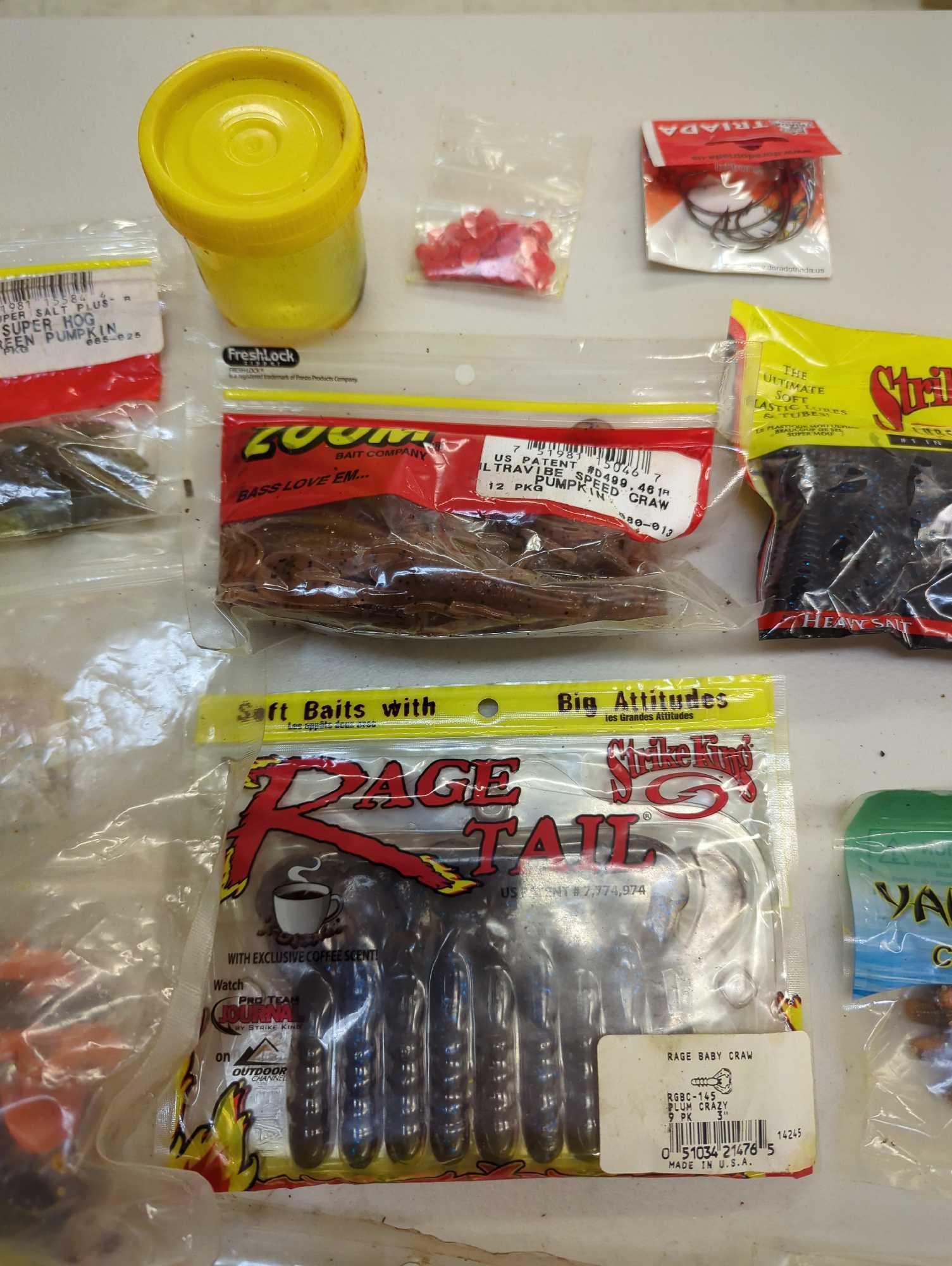 Bass Member bag and contents, including fishing, worm, lures and other accessories. Comes as is
