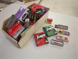 Box of of fishing lines and fishing lures. Comes as is shown in photos. Appears to be used. 7.5"W x