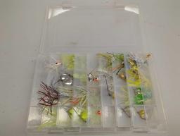 Tackle Box and contents including various fishing lures of similar style. Comes as is shown in