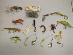 Dual-sided Tackle Box and contents including various fishing lures. Comes as is shown in photos.