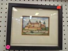 Print of Renaissance Era Style Castle, Approximate Dimensions - 11" x 9", What You See in the Photos