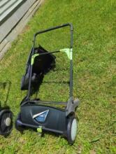 (BY) EARTHWISE KEEP IT LAWN SWEEPER, WITH BAG, USED, BAG APPEARS TO HAVE DAMAGE, SEE PHOTOS