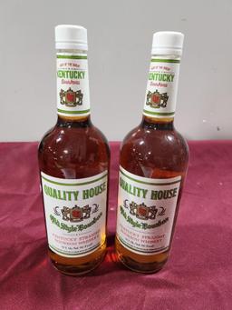 Two One Liter Bottles, Quality House, Old Style Bourbon, Sealed, Sold 2 x $