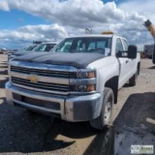 2015 CHEVROLET SILVERADO 2500, 6.0L VORTEC, 4X4, CREW CAB, LONG BED, WEBASTO HEAT