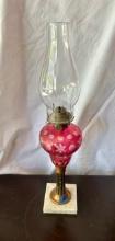 Cranberry Glass Oil Lamp