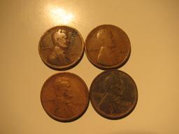 US Coins: 4x1920 Wheat Pennies