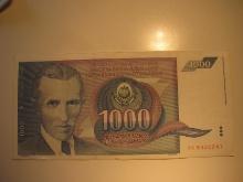 Foreign Currency: 1991 Yugoslavia 1,000 Dinara