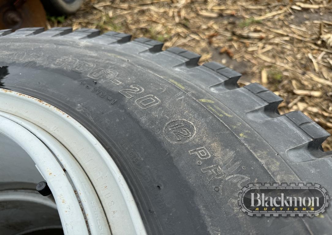 (4) 9.00/20 TIRES ON DAYTONS,